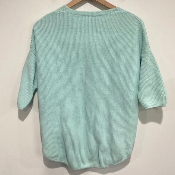 Express Light Blue V Neck Knit Sweater Size Medium - Picture 4 of 8